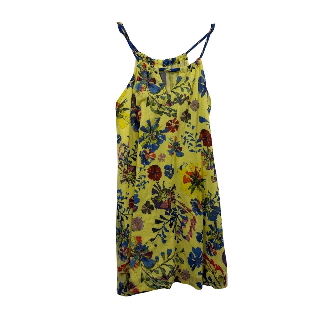 Vanessa Virginia Dress Womens 10 Yellow Floral Cotton Sleeveless Anthropologie